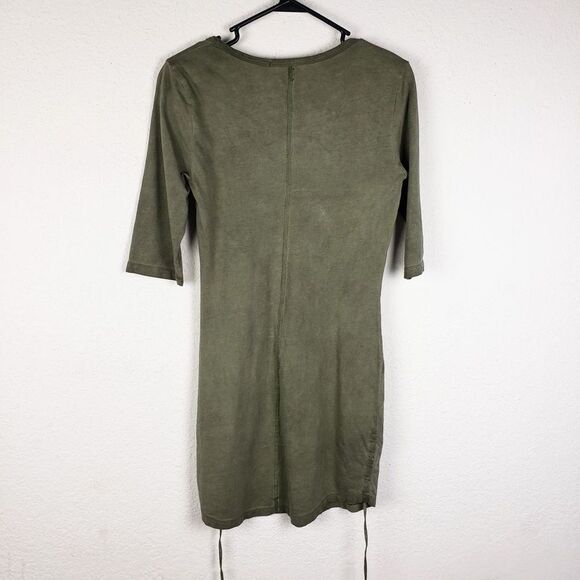 Pam & Gela Ruched Tie Hem Dress In Olive Smoke - Picture 4 of 8